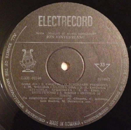 Ion Finteșteanu - Maeștri Ai Scenei Românești, (Disc Vinil) [1]