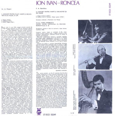 Ion Ivan-Roncea - Concerto For Flute, Harp And Orchestra / Concerto For Harp And Orchestra, (Disc Vinil) [1]