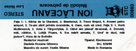Ion Lăceanu - Melodii De Petrecere (Melodii Îndrăgite) (Caseta Audio) [1]