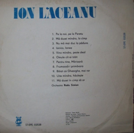 Ion Lăceanu - Pe La Noi, Pe La Peretu, (Disc Vinil) [1]