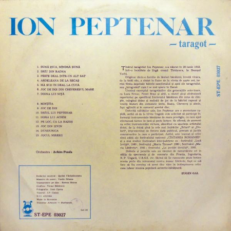Ion Peptenar - Un Virtuose Du Taragot / A Virtuoso Of The Taragot (Disc Vinil) [1]