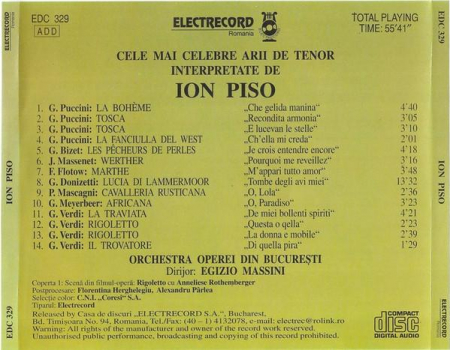 Ion Piso - Cele Mai Celebre Arii De Tenor Interpretate De Ion Piso, (CD) [1]