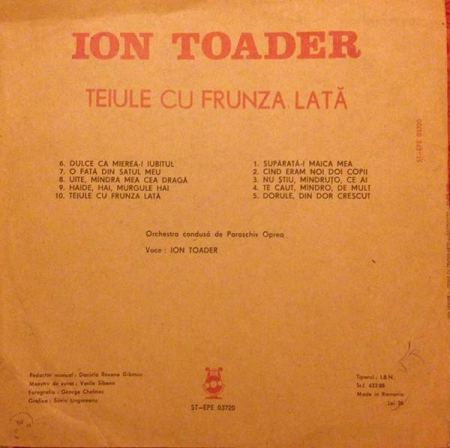 Ion Toader - Teiule Cu Frunza Lată, (Disc Vinil) [1]