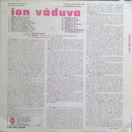 Ion Văduva – Un Virtuose Du Violon Et Des Flûtes Roumaines / A Virtuoso Of The Violin And Of The Romanian Flutes, (Disc Vinil) [1]
