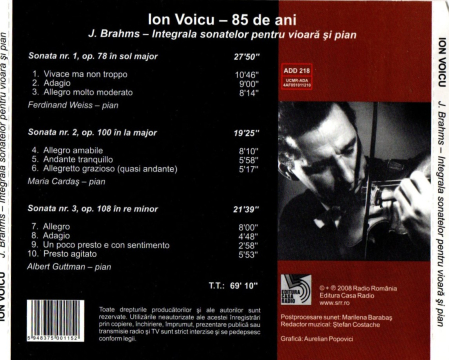 Ion Voicu - J. Brahms - Integrala Sonatelor pentru Vioară și Pian (CD) [1]