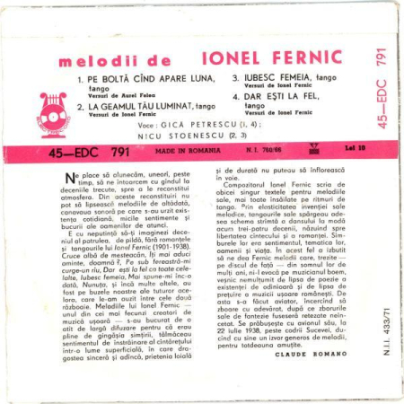 Ionel Fernic - Melodii De Ionel Fernic (Disc Vinil) [1]