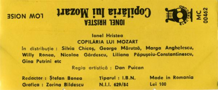 Ionel Hristea - Copilăria Lui Mozart, (Casetă Audio) [1]
