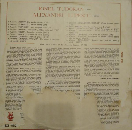 Ionel Tudoran - Interpreti Ai Scenei Lirice Romanesti, (Disc Vinil) [1]