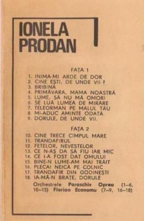 Ionela Prodan - Inima-mi Arde De Dor, (Casetă Audio) [1]