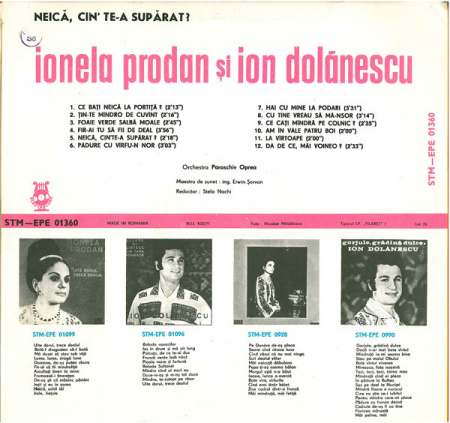 Ionela Prodan - Neică, Cin' Te-a Supărat ?, (Disc Vinil) [1]