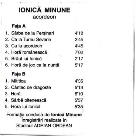 Ionică Minune - Acordeon, (Casetă Audio) [1]