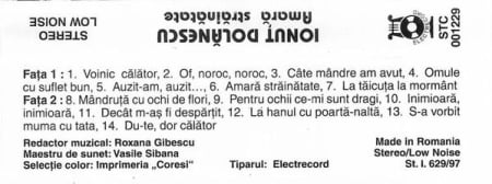 Ionuț Dolănescu - Amară Străinătate, (Casetă Audio) [1]