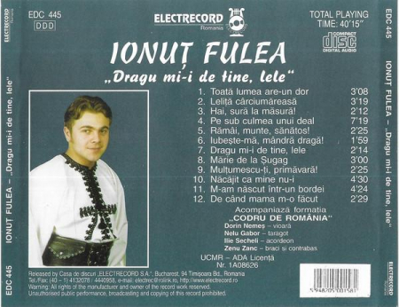 Ionuț Fulea - Dragu Mi-i de Tine, Lele, (CD) [1]