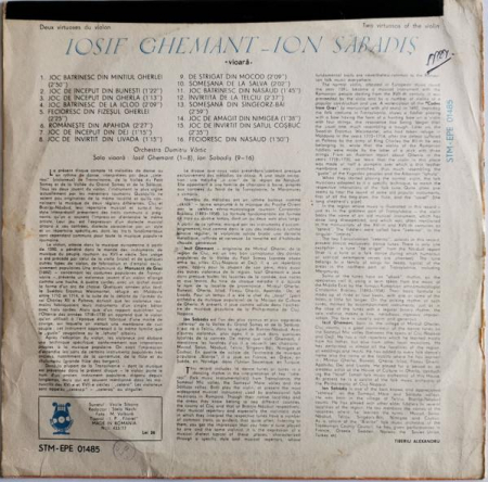 Iosif Ghemant - Deux Virtuoses Du Violon = Two Virtuosos Of The Violin, (Disc Vinil) [1]