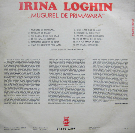 Irina Loghin – Mugurel De Primăvară, (Disc Vinil) [1]