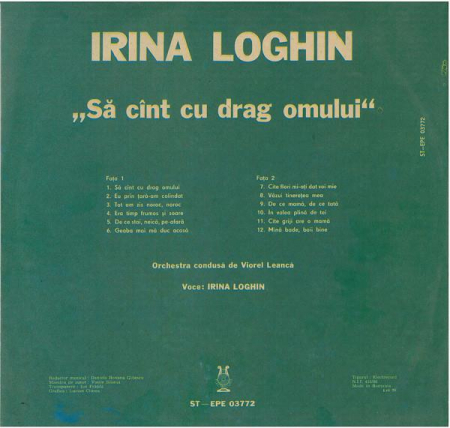 Irina Loghin - Să Cînt, Cu Drag, Omului, (Disc Vinil) [1]