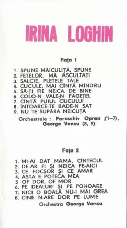 Irina Loghin - Spune, Măiculiță, Spune, (Casetă Audio) [1]