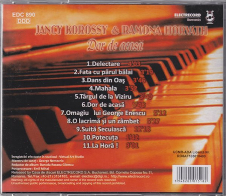 Jancy Korossy* & Ramona Horvath – Dor De Acasă (CD), (CD) [1]