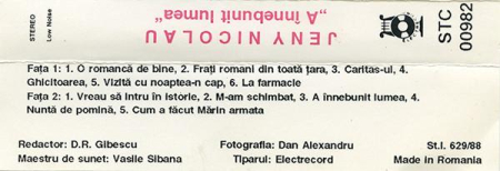 Jeny Nicolau - A Înnebunit Lumea (Caseta Audio) [1]