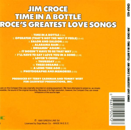 Jim Croce - Time In A Bottle/Jim Croce's Greatest Love Songs (CD) [1]