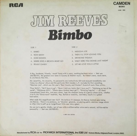 Jim Reeves - Bimbo, (Disc Vinil) [1]