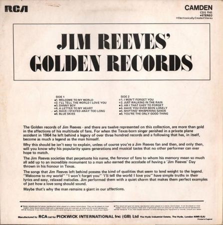 Jim Reeves - Jim Reeves' Golden Records, (Disc Vinil) [1]