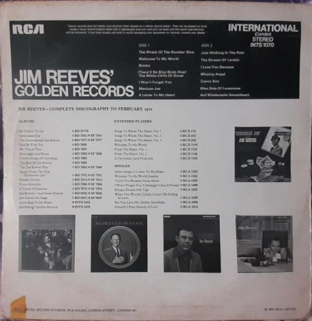 Jim Reeves - Jim Reeves' Golden Records, (Disc Vinil) [1]