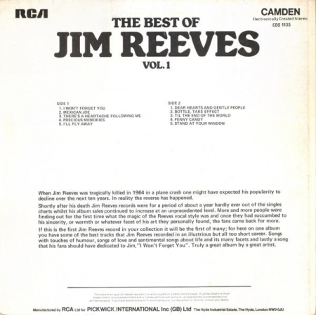 Jim Reeves - The Best Of Jim Reeves Vol.1, (Disc Vinil) [1]