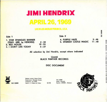 Jimi Hendrix - April 26, 1969, Live In Los Angeles Forum CA., U.S.A., (Disc Vinil) [1]