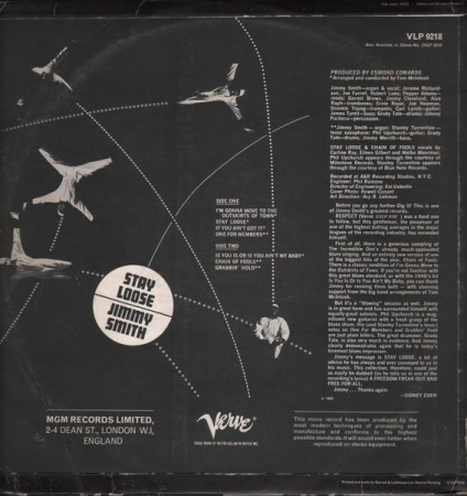 Jimmy Smith - Stay Loose, (Disc Vinil) [1]