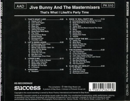 Jive Bunny And The Mastermixers - That's What I Like/It's Party Time, (CD) [1]