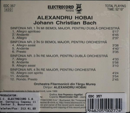 Johann Christian Bach - 4 Symphonies, Op. 18 = Sinfonii, Op. 18, (CD) [1]