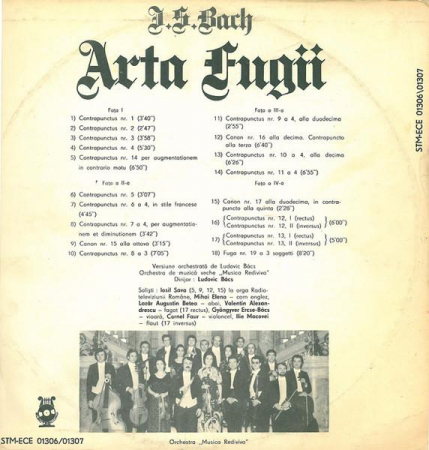 Johann Sebastian Bach - Arta Fugii = L'art De La Fugue = Die Kunst Der Fuge, (Disc Vinil) [1]