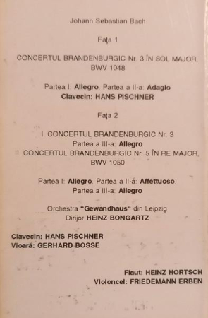 Johann Sebastian Bach - Concertele Brandenburgice Nr. 3 Și 5 (Caseta Audio) [1]