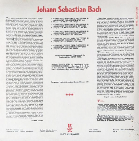 Johann Sebastian Bach - Concertos For 2 And 3 Harpsichords And String Orchestra, (Disc Vinil) [1]