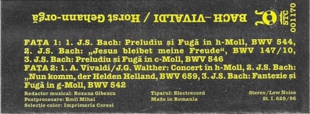 Johann Sebastian Bach - Lucrări De Vivaldi, Bach, (Casetă Audio) [1]