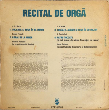 Johann Sebastian Bach - Recital De Orgă, (Disc Vinil) [1]