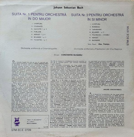 Johann Sebastian Bach - Suita Nr. 1 Pentru Orchestra In Do Major / Suita Nr. 2 Pentru Orchestra In Si Minor, (Disc Vinil) [1]