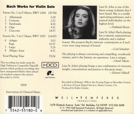 Johann Sebastian Bach - Works for Violin Solo, (CD) [1]