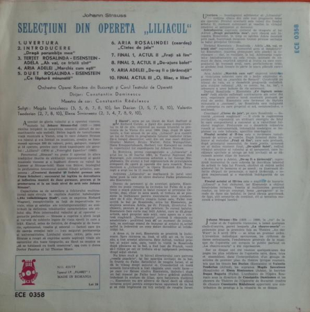 Johann Strauss Jr. - Selecțiuni Din Opereta "Liliacul" (Disc Vinil) [1]