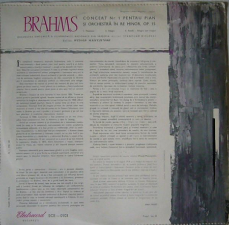 Johannes Brahms - Concert Nr. 1 Pentru Pian Și Orchestră În Re Minor, (Disc Vinil) [1]