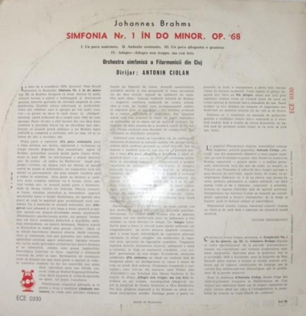 Johannes Brahms - Simfonia Nr. 1 În Do Minor, Op. 68, (Disc Vinil) [1]
