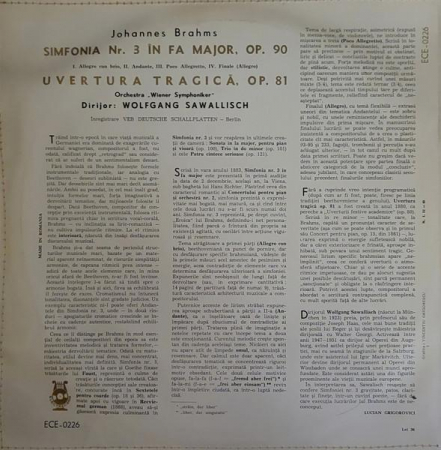 Johannes Brahms - Simfonia Nr. 3 În Fa Major / Uvertura Tragică, (Disc Vinil) [1]