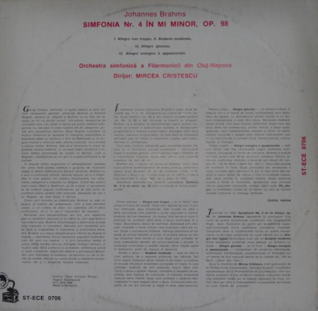 Johannes Brahms - Simfonia Nr. 4 În Mi Minor, Op. 98, (Disc Vinil) [1]
