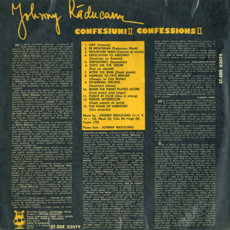 Johnny Răducanu – Confesiuni II = Confessions II, (Disc Vinil) [1]