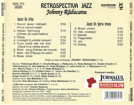 Johnny Răducanu - Jazz În Trio / Jazz În Țara Mea, (CD) [1]