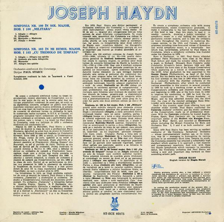 Joseph Haydn - Symphonies (Nr. 100 In G Major « Military » / Nr. 103 In E Flat Major « Drum Roll »), (Disc Vinil) [1]