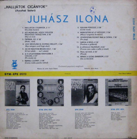 Juhász Ilona - Halljátok Cigányok (Ascultați Lăutari) (Disc Vinil) [1]