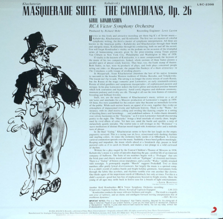 Khatchaturian* / Kabalevsky* / RCA Victor Symphony Orchestra – Masquerade Suite / The Comedians (DISC VINIL) [1]