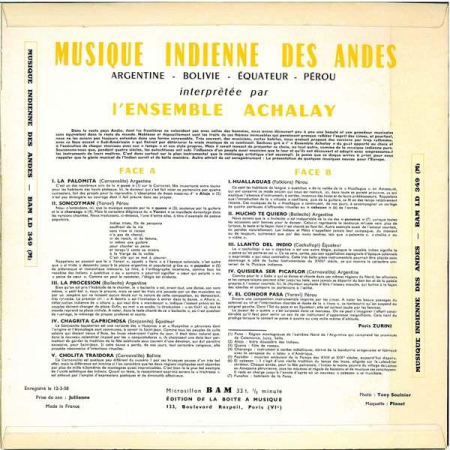 L'Ensemble Achalay - Musique Indienne Des Andes (Disc Vinil) [1]